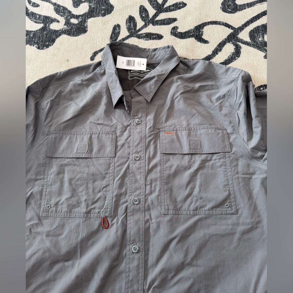 Eddie Bauer‎ Mens XL Gray Long Sleeve Nylon Ripstop Fishing Shirt NWT (1147)
